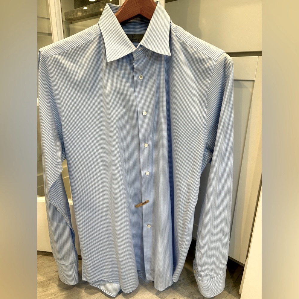 Canali Microcheck Dress Shirt 17 43